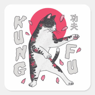 Kung Fu Cat Square Sticker