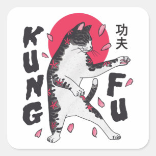 Kung Fu Cat Square Sticker
