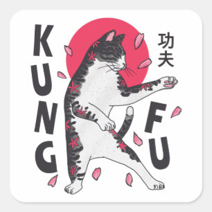 Kung Fu Cat Square Sticker