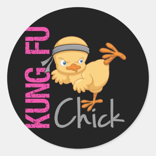 Kung Fu Chick Classic Round Sticker (Front)