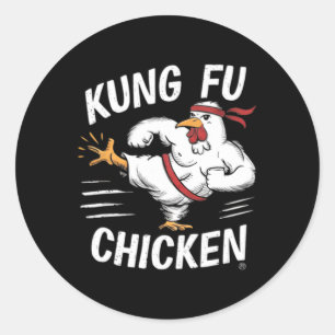 Kung Fu Chicken Funny Karate Rooster Women Men Chi Classic Round Sticker