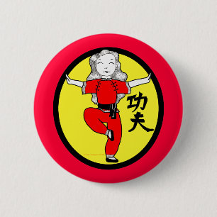 Kung Fu Crane Stance Girl 6 Cm Round Badge
