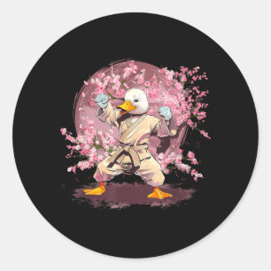 Kung Fu Duck Martial Arts Sakura Tree Taekwondo Classic Round Sticker