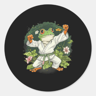 Kung Fu Frog Martial Arts Floral Taekwondo Kickbox Classic Round Sticker
