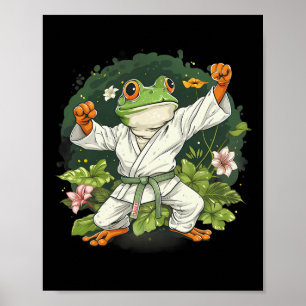 Kung Fu Frog Martial Arts Floral Taekwondo Kickbox Poster