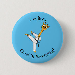 Kung Fu giraffe cartoon illustration 6 Cm Round Badge