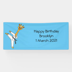 Kung Fu giraffe cartoon illustration Banner