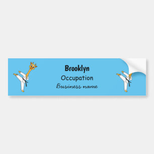 Kung Fu giraffe cartoon illustration Bumper Sticker