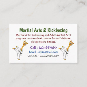 Kung Fu giraffe cartoon illustration Business Card