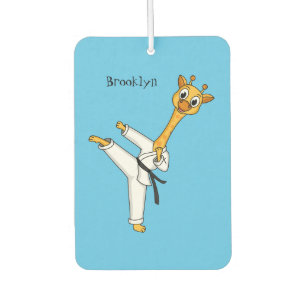 Kung Fu giraffe cartoon illustration Car Air Freshener