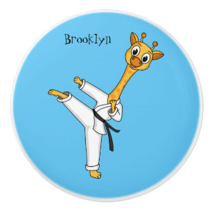 Kung Fu giraffe cartoon illustration Ceramic Knob