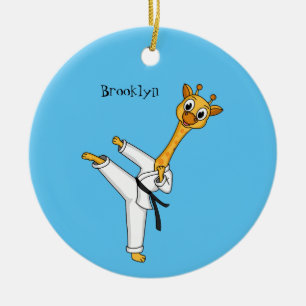 Kung Fu giraffe cartoon illustration Ceramic Ornament