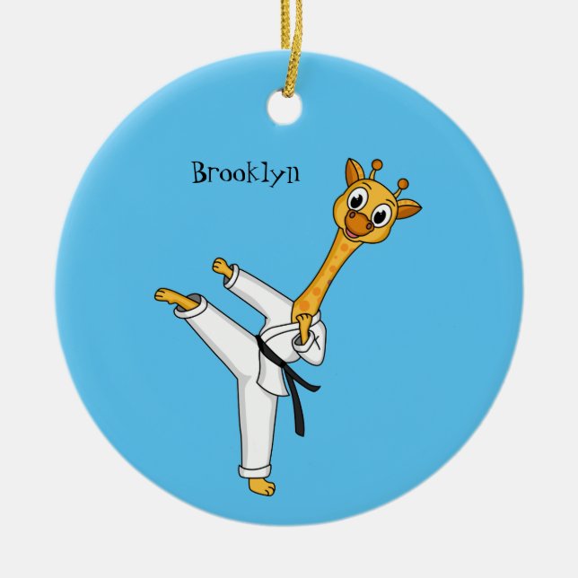 Kung Fu giraffe cartoon illustration  Ceramic Ornament (Front)