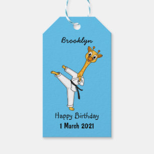 Kung Fu giraffe cartoon illustration Gift Tags
