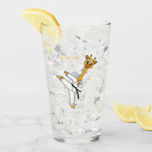 Kung Fu giraffe cartoon illustration Glass
