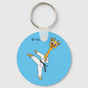 Kung Fu giraffe cartoon illustration Key Ring