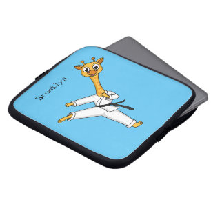 Kung Fu giraffe cartoon illustration Laptop Sleeve