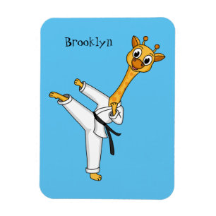 Kung Fu giraffe cartoon illustration Magnet
