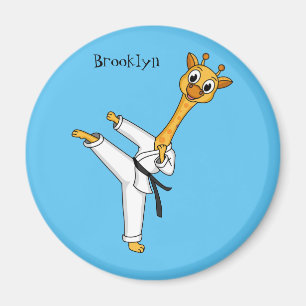 Kung Fu giraffe cartoon illustration Magnet