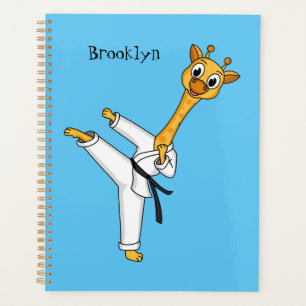 Kung Fu giraffe cartoon illustration Planner