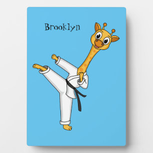 Kung Fu giraffe cartoon illustration Plaque