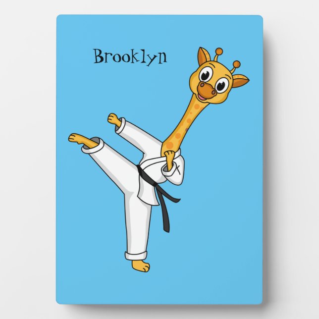 Kung Fu giraffe cartoon illustration Plaque (Front)