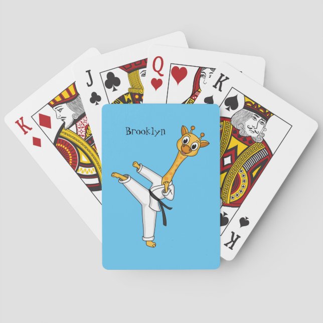 Kung Fu giraffe cartoon illustration Playing Cards (Back)