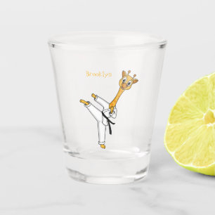 Kung Fu giraffe cartoon illustration Shot Glass