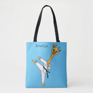 Kung Fu giraffe cartoon illustration Tote Bag