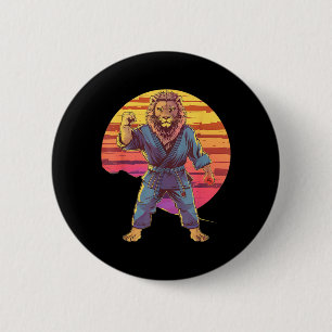 Kung Fu Lion Sunset MMA Kickboxing Judo Taekwondo 6 Cm Round Badge