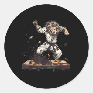 Kung Fu Lion Taekwondo Martial Arts Kickboxing MMA Classic Round Sticker
