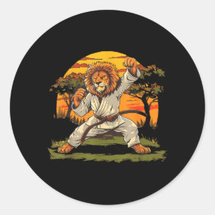 Kung Fu Lion Taekwondo Sunset MMA Kickboxing Lion Classic Round Sticker