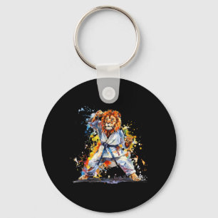 Kung Fu Lion Watercolor Taekwondo Judo Kickboxing Key Ring
