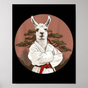 Kung Fu Llama Bonsai Tree Jiu-Jitsu Taekwondo Poster