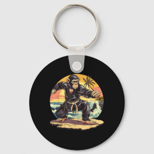 Kung Fu Monkey Beach Sunset Taekwondo Judo Martial Key Ring