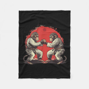 Kung Fu Monkey Kickboxing Jiu-Jitsu Taekwondo Fleece Blanket