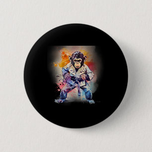 Kung Fu Monkey Watercolor Kickboxing Mma Monkey Lo 6 Cm Round Badge
