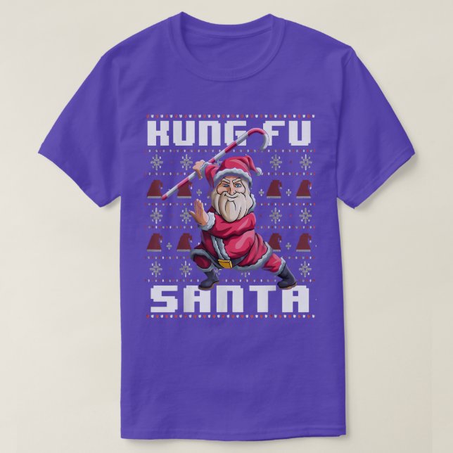 Kung Fu Santa Ugly Christmas  T-Shirt (Design Front)