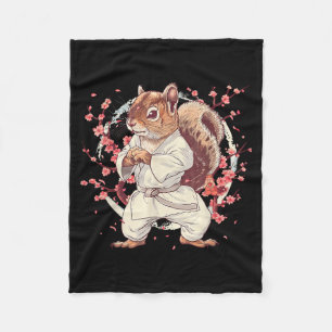 Kung Fu Squirrel Sakura Tree Taekwondo Mma Martial Fleece Blanket