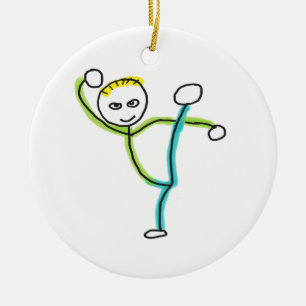 Kung Fu Stickman Ceramic Ornament