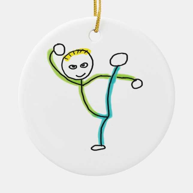 Kung Fu Stickman Ceramic Ornament (Front)