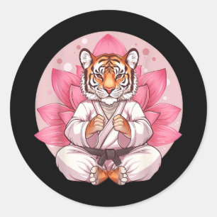 Kung Fu Tiger Lotus Flower Kickboxing Taekwondo Classic Round Sticker