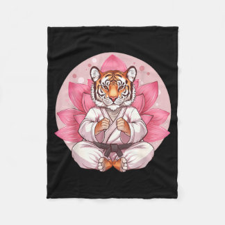 Kung Fu Tiger Lotus Flower Kickboxing Taekwondo Fleece Blanket