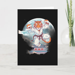 Kung Fu Tiger Pagoda Tower Moon Mma Taekwondo Kick Card