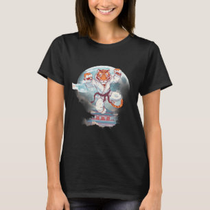 Kung Fu Tiger Pagoda Tower Moon Mma Taekwondo Kick T-Shirt
