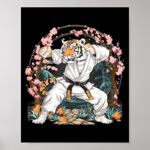 Kung Fu Tiger Sakura Tree Jiu-Jitsu Taekwondo Poster
