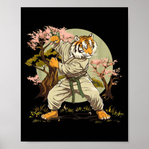 Kung Fu Tiger Sakura Tree Taekwondo Jiu-Jitsu Poster