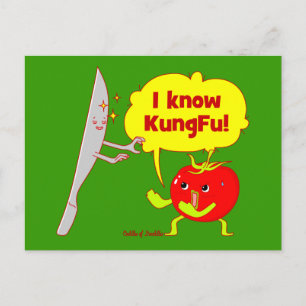 KungFu Tomato Doodle Art Postcard