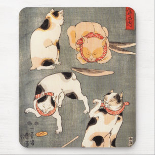 Kuniyoshi Four Cats Mouse Pad