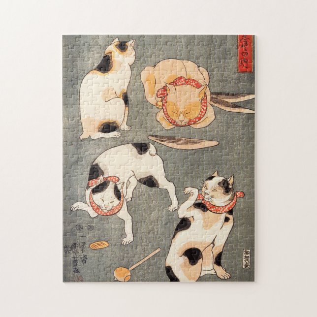 Kuniyoshi Four Cats Puzzle (Vertical)